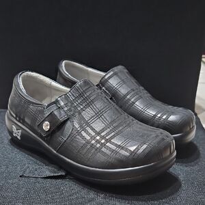 Alegria Black Plaid Slip-On Clog